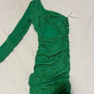 Sparkly Green, one sleeve, dress